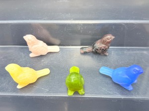 Lot of 5 Hand-Carved Natural Stone Bird Figurines - Artisan Gemstone &amp Mineral Collection