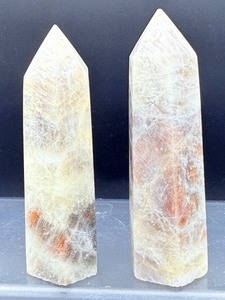 Rare Russian Belomorite Towers The Stone of Order (Set of 2) Bring balance and efficiency to your space with these unique Russian Moonstone and Sunstone specimens - (5.1 oz  145 g)