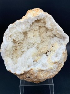 Natural Moroccan White Quartz Geode - Sparkling Druzy Sugar Crystal Specimen - Collector Grade Large Hollow Earth Geologic Wonder - Statement Home Decor &amp Healing Crystal