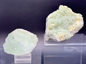 Set of 2 Natural Prehnite Specimens  Translucent &amp Botryoidal Formations