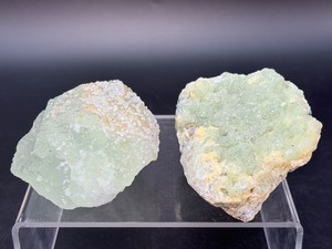 Set of 2 Natural Prehnite Specimens  Translucent &amp Botryoidal Formations