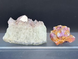Premium 2-Piece Amethyst Collection High-Clarity Geode Specimen & Rare Amethyst Cluster with Hematite Inclusions