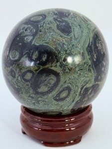 Museum Grade Kambaba Jasper Crystal Ball - Deep Forest Rhyolite - Hand-Polished, Stand Included - (1 lb 6.3 oz  635 g)