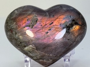 Rare AAA Grade Purple &amp Sunset Flash Labradorite Heart  Masterpiece Polished &nbspSpectrolite Collector Specimen  Stone of Transformation &amp Intuition - (1 lb 1.3 oz  493 g)