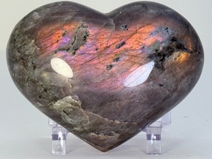 Rare AAA+ Grade Purple &amp; Sunset Flash Labradorite Heart | Masterpiece Polished &nbsp;Spectrolite Collector Specimen | Stone of Transformation &amp; Intuition - (1 lb 1.3 oz / 493 g)