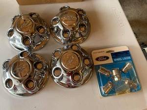 Ford OEM Chrome Wheel Center Caps Set of 4 YL54-1A096-BA, Good