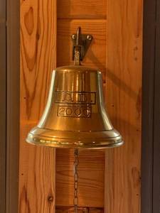 Brass Tone Wall Mount Bell A.D. 2000 Commemorative w Bracket Chain