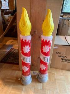 Vintage Pair Noel Blow Mold Candle Christmas Decorations Corded