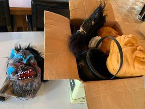 Vintage Halloween Mask Assortment Werewolf Monster Cauldron Props