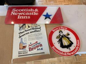 Scottish & Newcastle Inns Beer Advertising Signs & Poster Set 3pc