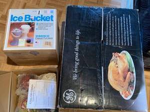 Mixed Lot GE Roaster Syratech Ice Bucket Glass Oil Globes Boxed