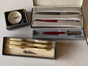 Vintage Parker Jotter Pens, Valaire Set & Pocket Compass in Boxes
