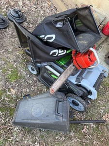 EGO 56V 20in Lawn Mower w Bag  Homelite XL-12 Chainsaw Lot