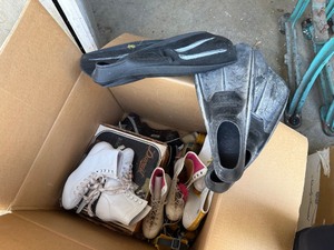 Mixed Vintage Skates & Swim Fins Lot Bauer Daoust Shark Boxed