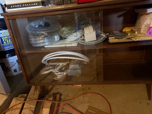 Mid Century Modern Sliding Glass Door Cabinet Console 35in High