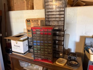Parts Station 50 Drawer Storage Cabinet Lot w Hardware & Parts Organizers