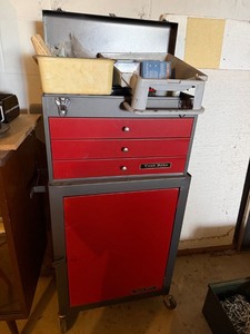 Test Rite Rolling Tool Cabinet Chest 3 Drawer Red Gray w Contents