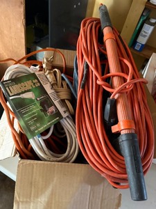 Mixed Extension Cord Lot Outdoor Power Cords w Reel & New 20ft Cord