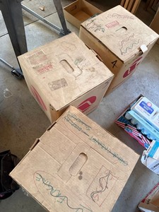 Large Mixed Sewing Fabric & Yarn Lot in 3 Boxes Craft Textiles Assorted