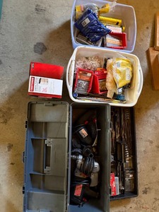 Plano Toolbox Lot w Skil Tool, Drill Bits, Hardware & Supplies
