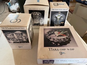 Tiara Collection Acrylic Serveware Barware Lot w Boxes Vintage