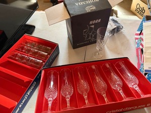 Cristal dArques Flutes Bohemia Nora & Northwest Glassware Lot