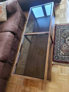 Coffee Table - Wood & Glass, 56 x 20 x 16 in