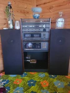 Vintage Belt-Drive Turntable Stereo System with Dual Cassette & CD Player