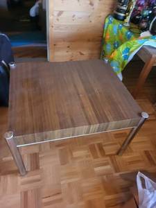 Walnut Veneer Coffee Table with Chrome Tube Legs