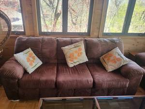 Brown Plush Fabric Sofa set