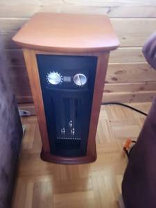 Wooden Cabinet Electric Space Heater - Dual Knobs & Digital Temp Display