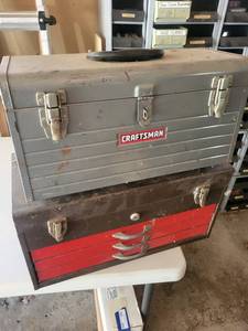 Craftsman Toolbox Set - Gray Top Chest & Red & Black 3-Drawer Chest (Lot of 2)