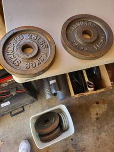 25 LBS Standard Weight Plates - Steel Gym Weights (Rusty)