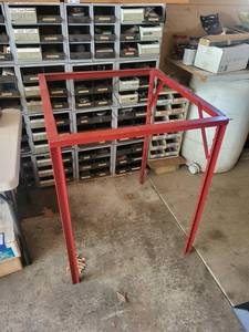 Workbench - Red Steel Frame with OSB Top