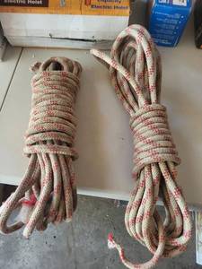 Rope - Two Coils Braided Beige with Red Stripes
