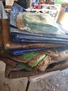stack of poly tarps
