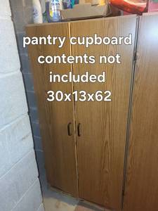 Oak Pantry Cabinet 30x13x62 - 2-Door Wood Storage Unit