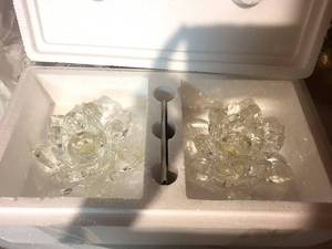 Park Lane Champagne Chiller (Lot of 2) - Clear Crystal Faceted Leaf Design
