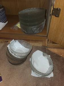 Ribbed Glass Bowls Set - ClearSmoked, Assorted Sizes