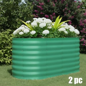 Garvee 2 Pcs 4 X 2 X 2 Galvanized Steel Raised Garden Beds, Outdoor Deep Planter Box Kit with Tool-Free Assembly, Rust-Resistant Green Coated Design for Vegetables, Flowers & Herbs