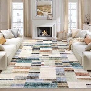 Garvee Large Living Room Rugs 8x10 Area Rugs Machine Washable Modern Geometric Neutral Rug Non Slip Low Pile Multi