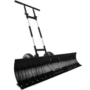 2-Wheel Snow Pusher w Adjustable Handle, Reflective Tape - 48in, Black
