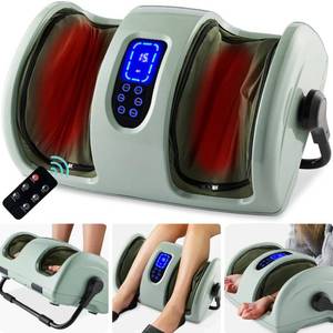 Reflexology Shiatsu Foot Massager w High-Intensity Rollers, Remote Control, Sage Green