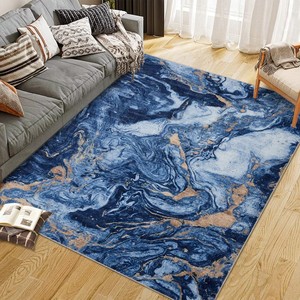 Garvee 5x7Soft Modern Abstract Boho Area Rugs for Living Room Washable Large Machine Rug Non-Slip Faux Wool Vintage Carpet for Bedroom Farmhouse Dining Room Kids Room Blue