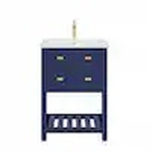 VIOLA 24 in. W Bath Vanity in Monarch Blue Finish with Ceramics Integrated Vanity Top with White Basin