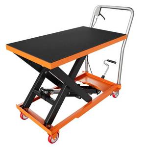 Garvee Single Scissor Lift Table, 330lbs Capacity 28.5 Lifting Height, Hydraulic Lift Table Cart with Locking Wheels and Non-Slip Pad, Hydraulic Scissor Cart for Material Handling and Transportation, Retail $237.99