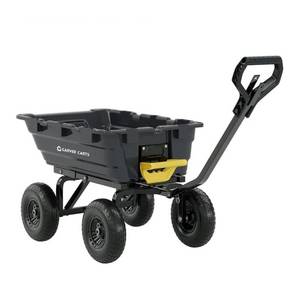 Garvee 1400lbs 7Cu.Ft. Garden Dump Cart Tow Behind with 2-in-1 Convertible Handle and 13in All Terrain Wheels, Heavy Duty Poly Pull Behind Yard Dump Wagon ATV Trailer for Lawn Mower Tractor, Retail $254.99