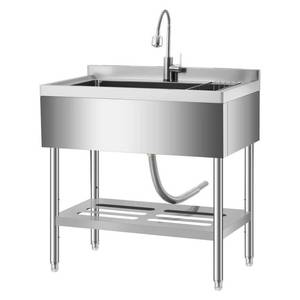 Garvee 20D X 36W X 35.5H Stainless Steel Utility Sink Freestanding Commercial Sink Adjustable Leg Hot and Cold Faucet Large Laundry Tub Kitchen Garage Bathroom Outdoor, Retail $299.99