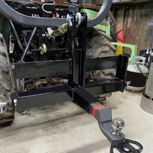 Garvee 3 Point Trailer Hitch with 2 Receiver for Category 1 Tractors - Heavy-Duty Steel, Quick-Install, Rust-Resistant, Includes Suitcase Weight Brackets - Industrial Use, Black