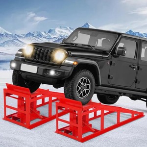 Garvee 2 Pack Car Ramps Hydraulic High Lift Service Automotive Car Lift 5T 12000LBS Red